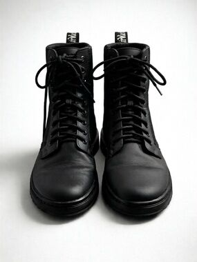 Dr. Martens Black Leather and nylon Lace-Up Ankle Boots